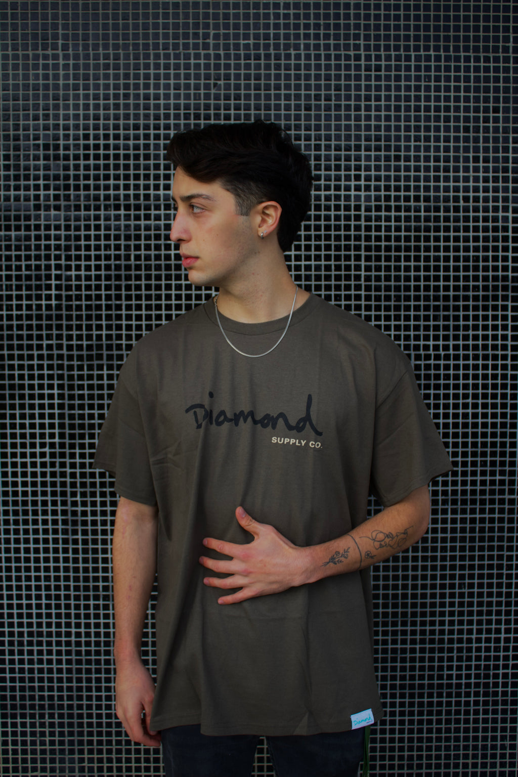 Polera Diamond Supply OG Script Military